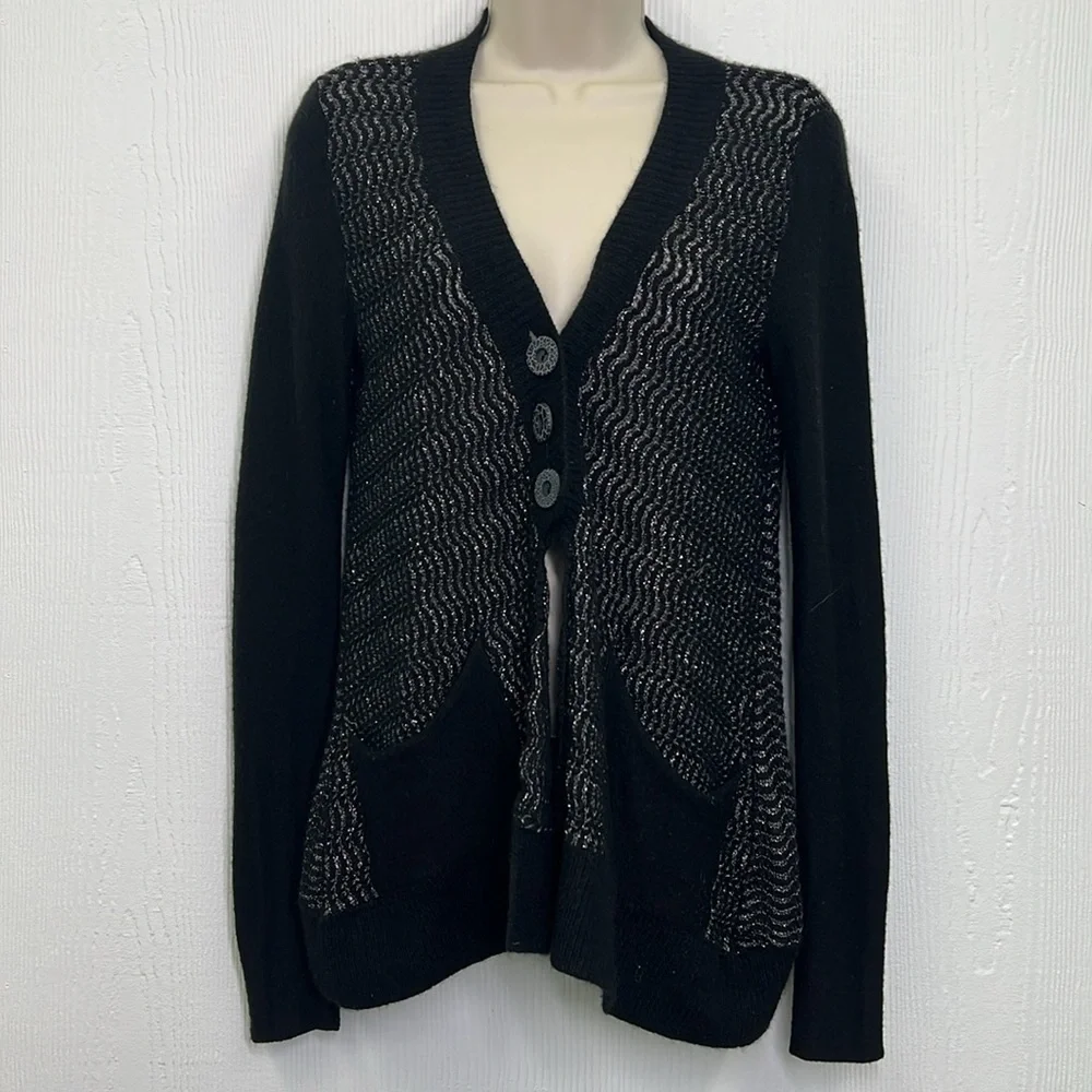 Free People - Willow Caroline Metallic Wool Angora Knot Cardigan Size XS